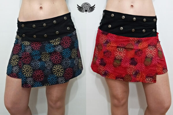 Falda reversible roja y negra